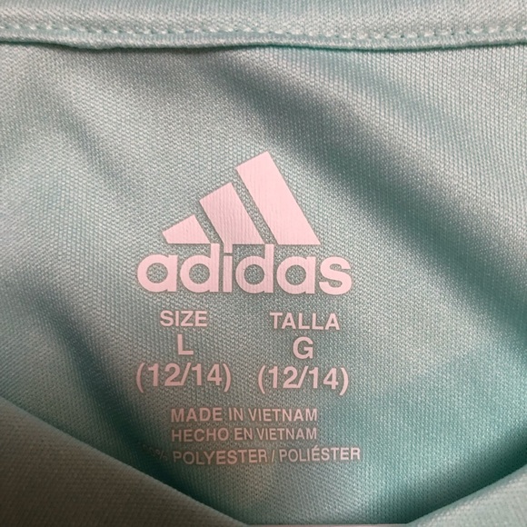 Adidas Aqua Green Girls Active T-Shirt - Picture 3 of 3